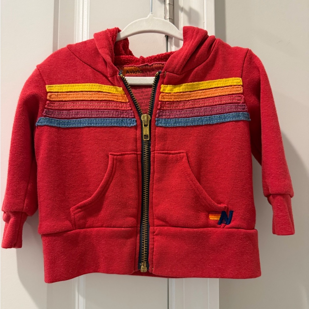 Aviator Nation Infant 6-12 months Red 5 Stripes Hoodie